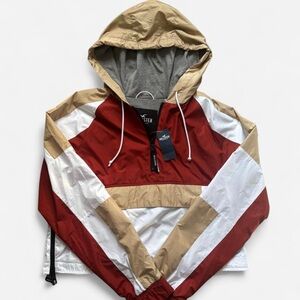 Hollister Color Block Windbreak Cropped Hooded Jacket